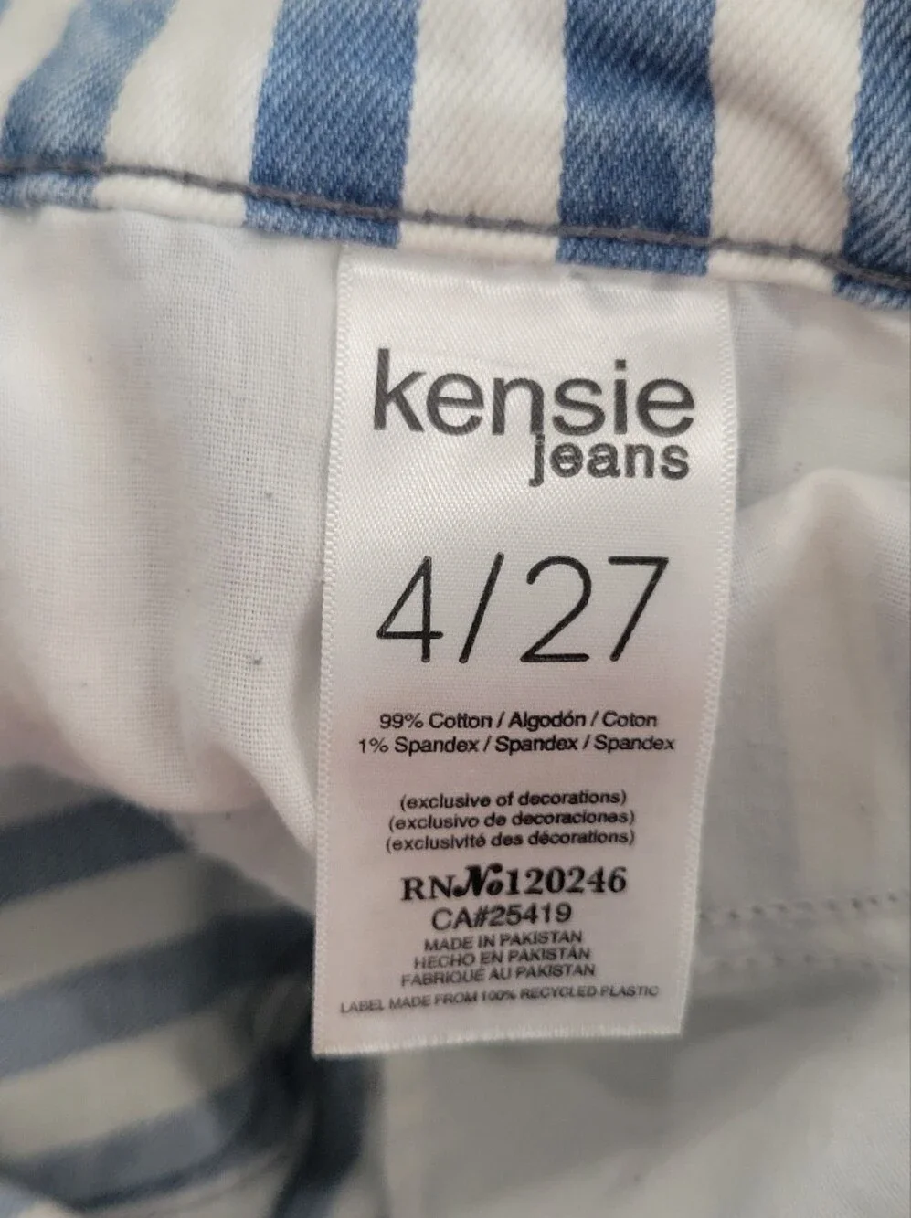 Kensie Blue & White Striped Distressed The 
